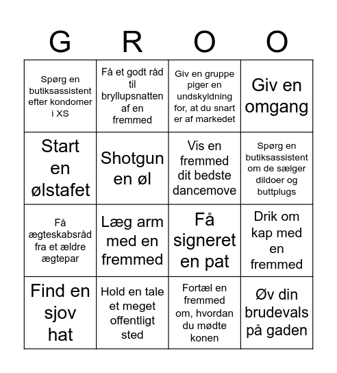 Kevins Polterabend Bingo Card