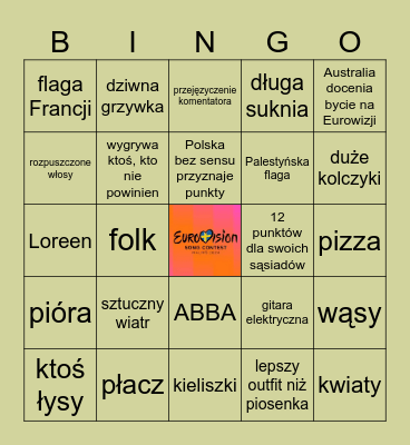 Eurowizja 2024 FINAŁ Bingo Card