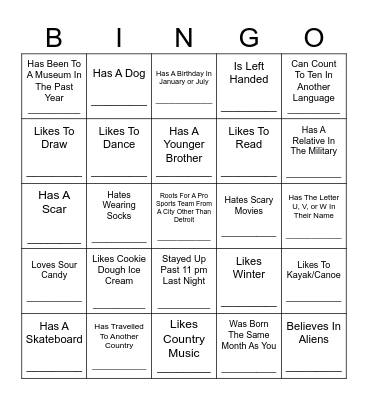 Find Someone Who... Bingo Card
