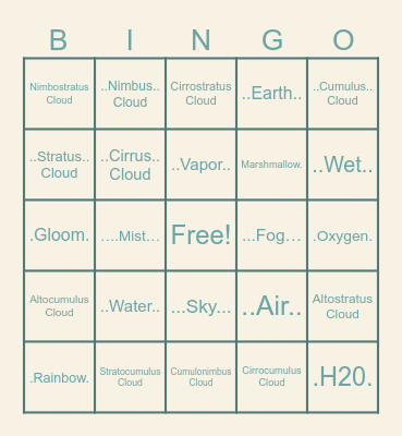 CLOUD BINGO Card
