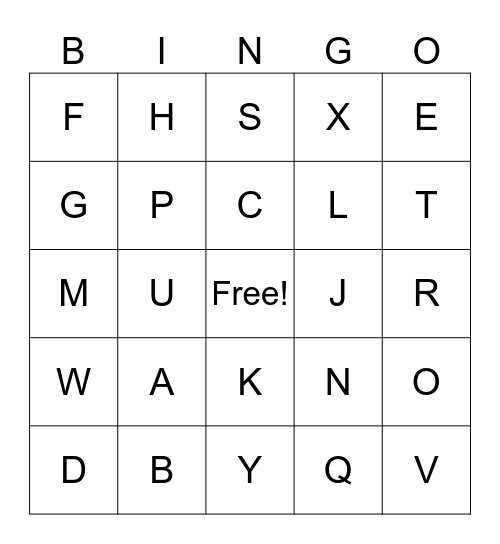Coordinate Plane Bingo Card