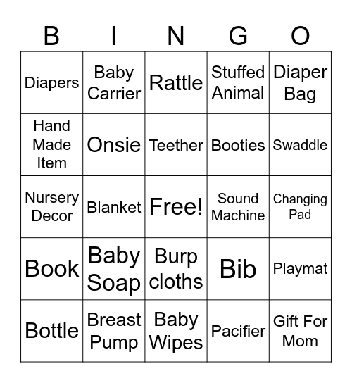 Baby Bingo Card