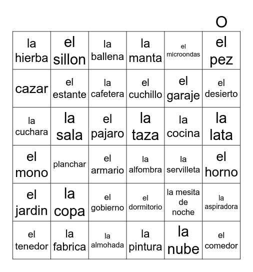 VOCABULARIO Bingo Card