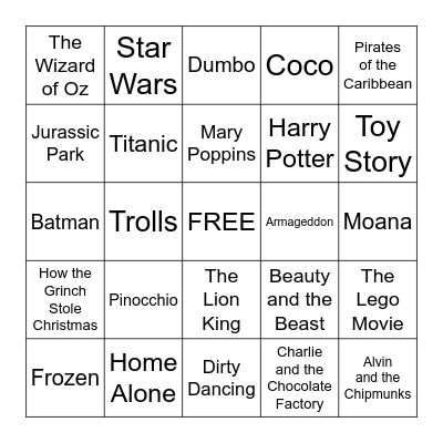 Movie Soundtrack BINGO Card
