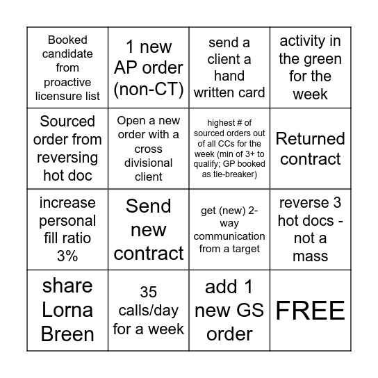 CC Bingo Card