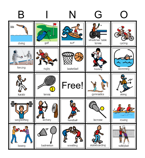 Olympics Bingo Card