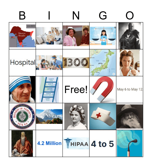 Nurses Week Bingo Card