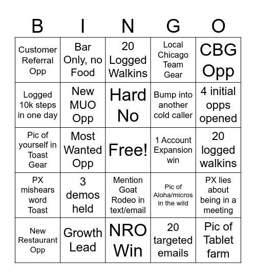 May Opps Blitz Bingo Card