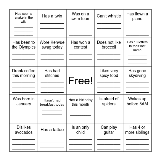 Find Someone Who... (Version 1) Bingo Card