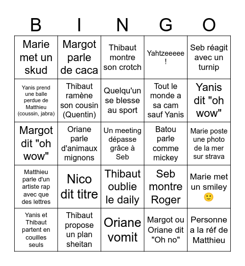 Bango first édition Bingo Card