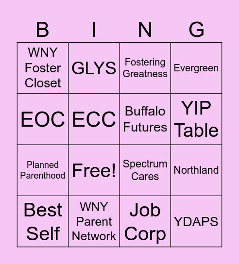 Speak Out-Resource Table Challenge Bingo Card