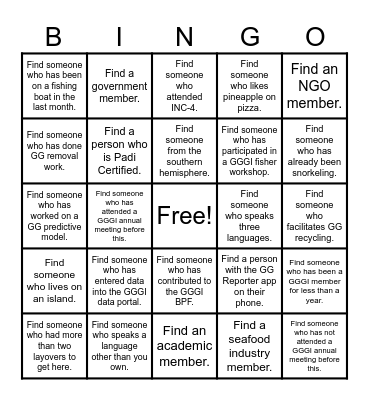 GGGI Annual Meeting Bingo Card
