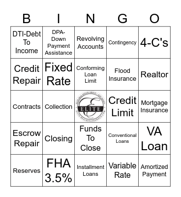 FIRST TIME HOME BUYERS Bingo Card