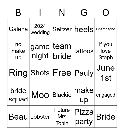 Steph's Bach Bingo Card