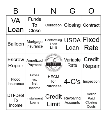FIRST TIME HOME BUYERS Bingo Card