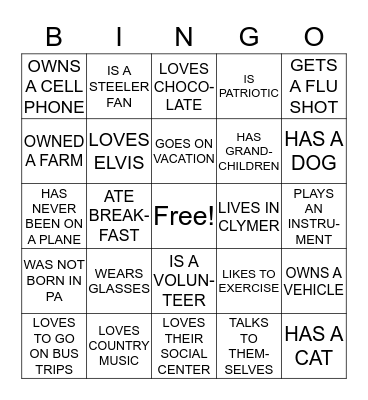 FIND SOMEONE WHO......... Bingo Card