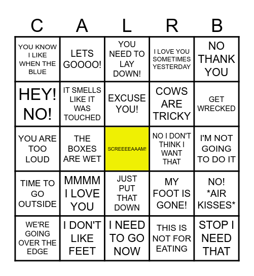 SLEEP TALKING BINGO Card