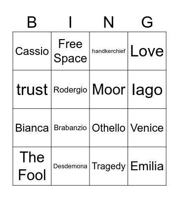 Othello Bingo Card