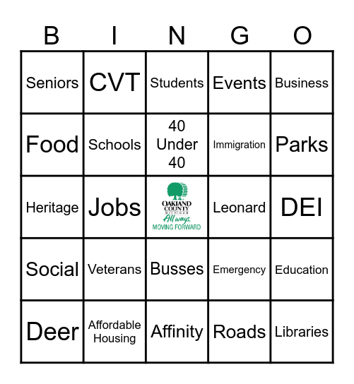 Community Engagement Bingo Card