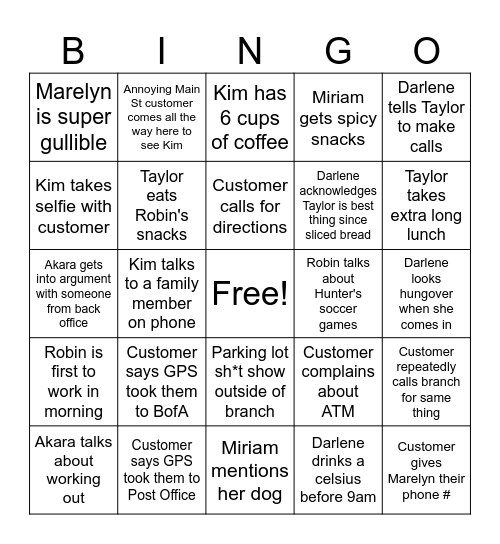 Oakbrook Bingo Card