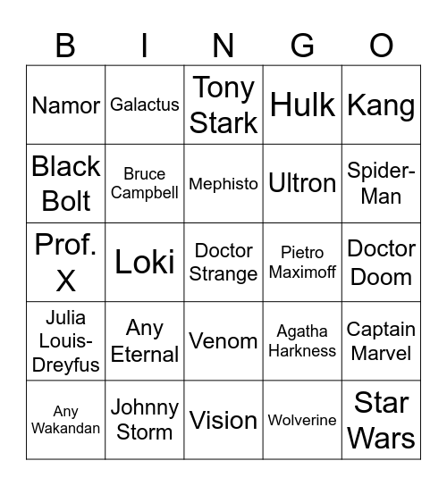 Doctor Strange Cameos Bingo Card