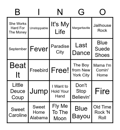 Rock It Baby! Bingo Card