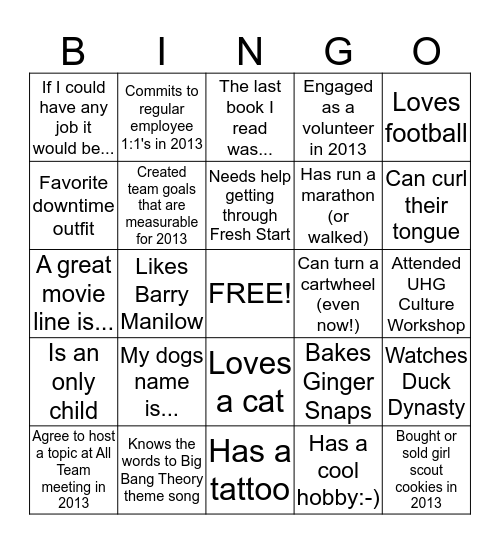 Leadership BINGO Card