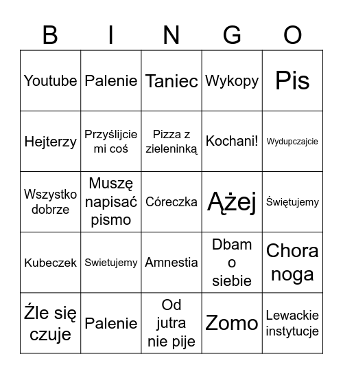 Gawingo Bingo Card