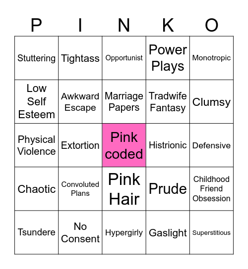 Pinko v2 Bingo Card