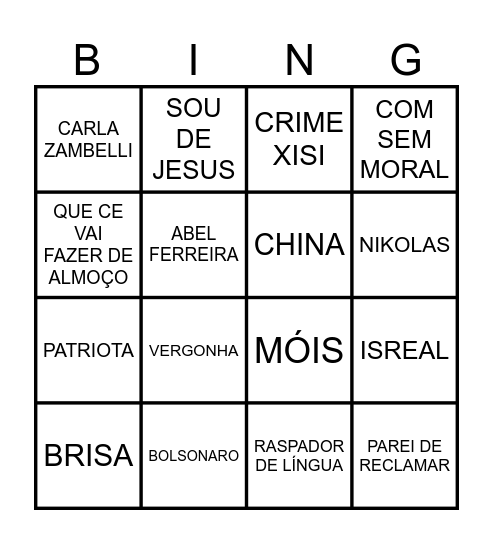 Bingo do Denis Bingo Card