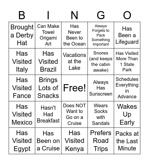 Find Someone Who... Bingo Card