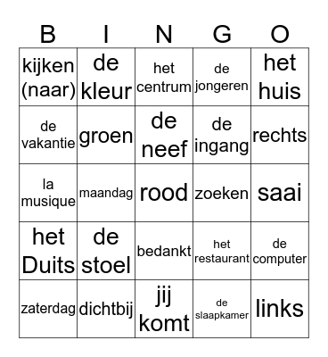 1GT- woordbingo chap 1, 2, 3 Bingo Card