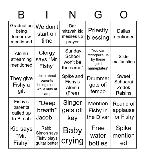Fishy Fish, signing off Bingo Card