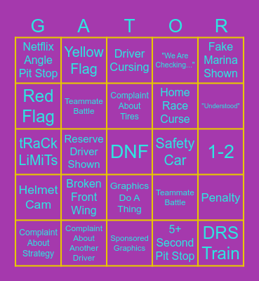 Miami Grand Prix 2024 Bingo Card