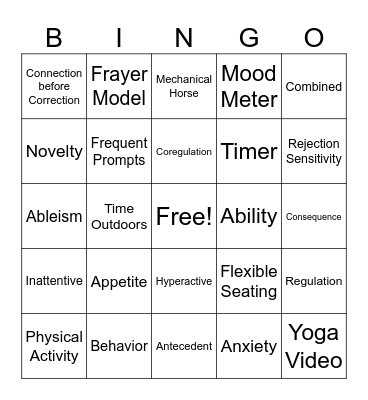Creating Inclusive Classrooms for Students with ADHD Bingo Card