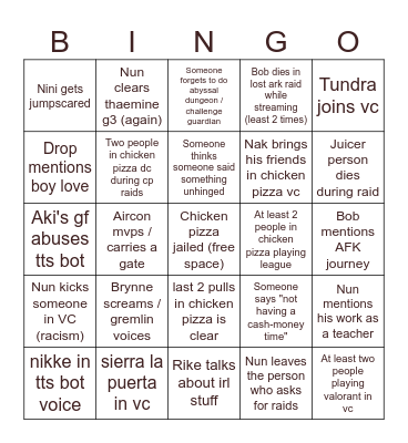 Summer 2024 Chicken Pizza Bingo 5/11 - 5/17 Bingo Card