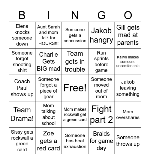 Playoff bingo card Bingo Card