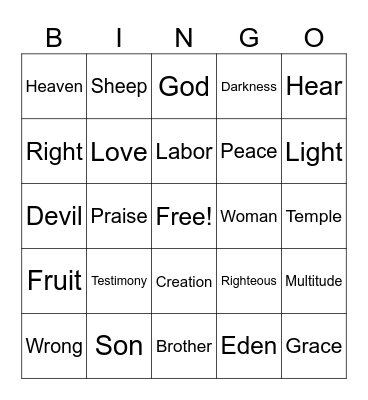 Sermon Bingo #2 Bingo Card