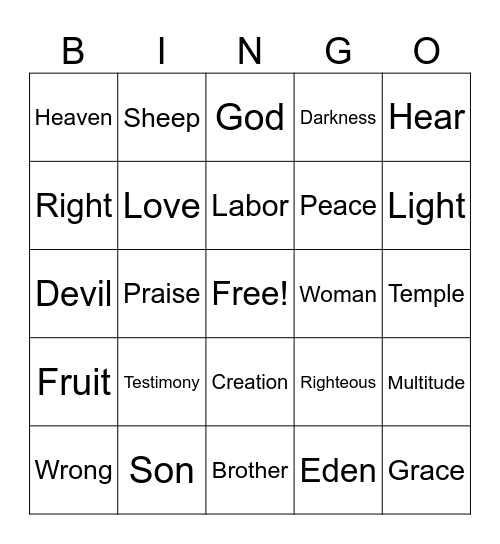 Sermon Bingo #2 Bingo Card