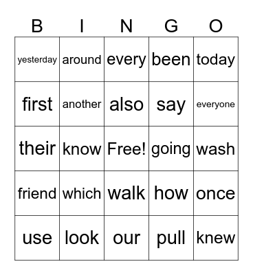 Red Words - 1st Grade part 2 Bingo Card