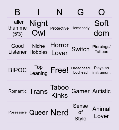 Are you Jupiter's type? Bingo Card