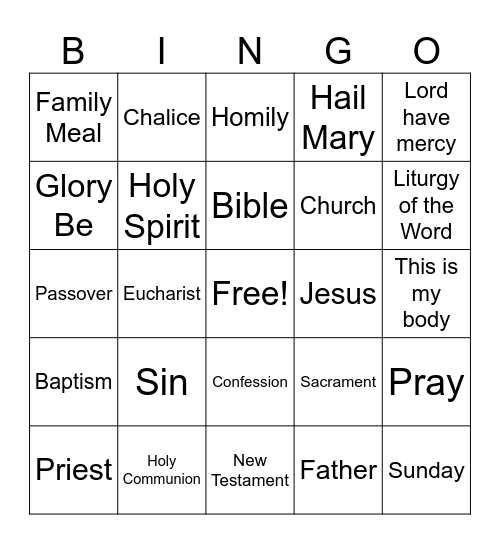 Sunday School Wrap up Bingo Card