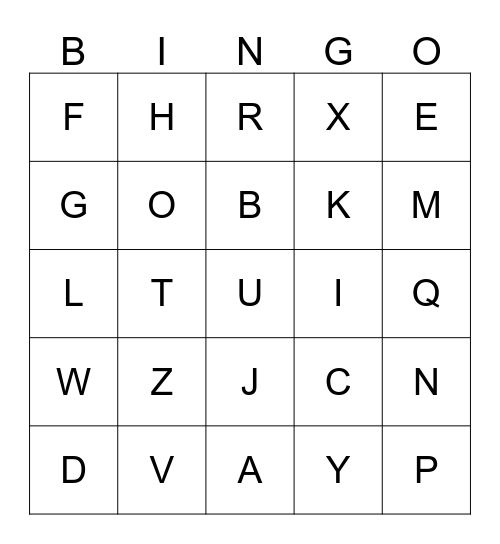 ABC Bingo Card