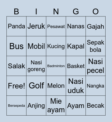 Yujinie Bingo Card