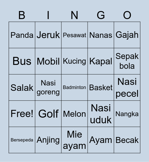 Yujinie Bingo Card