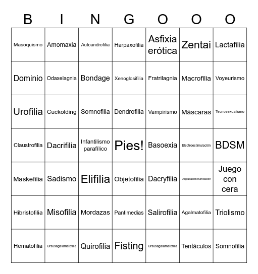 Fetiches de discord Bingo Card
