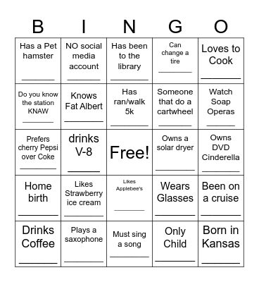 Family Reunion 2024 Bingo Card