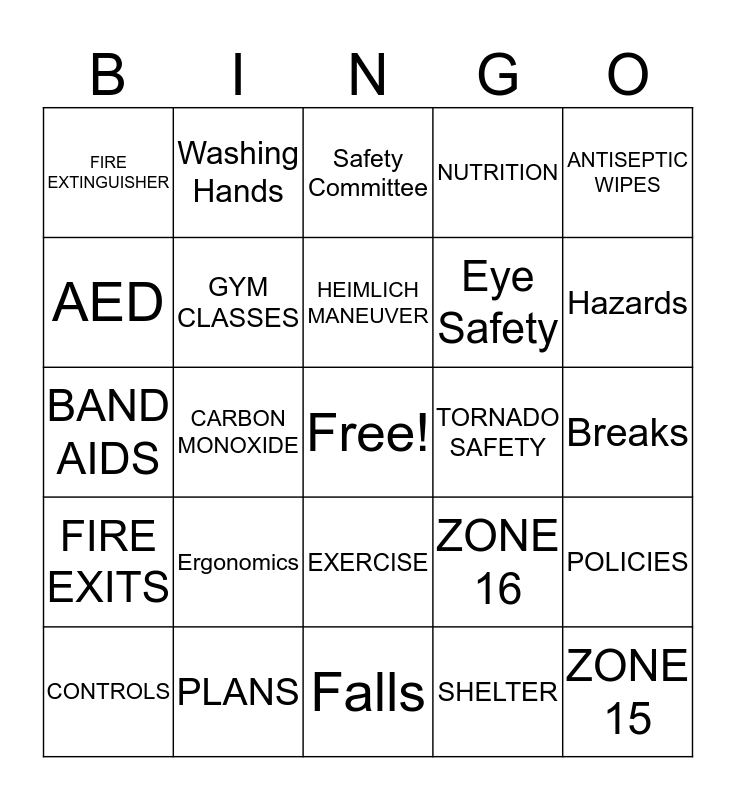 ADM SAFETY WEEK BINGO Card