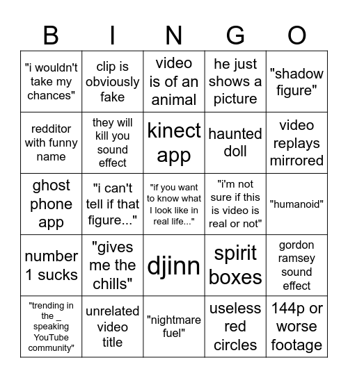 chills bingo Card