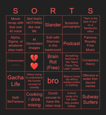 Shortsgo Bingo Card